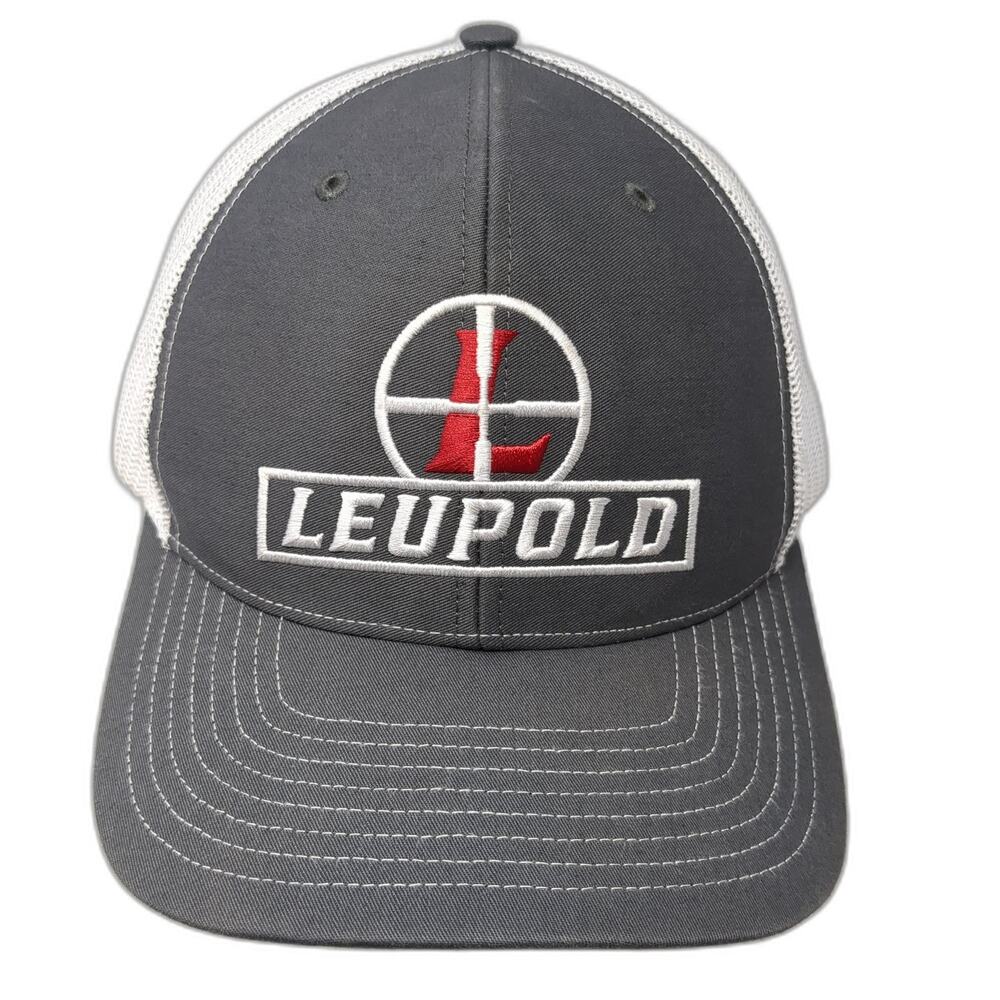 Leupold Snapback Trucker Hat Gray One Size Adjustable Embroidered Mesh Back